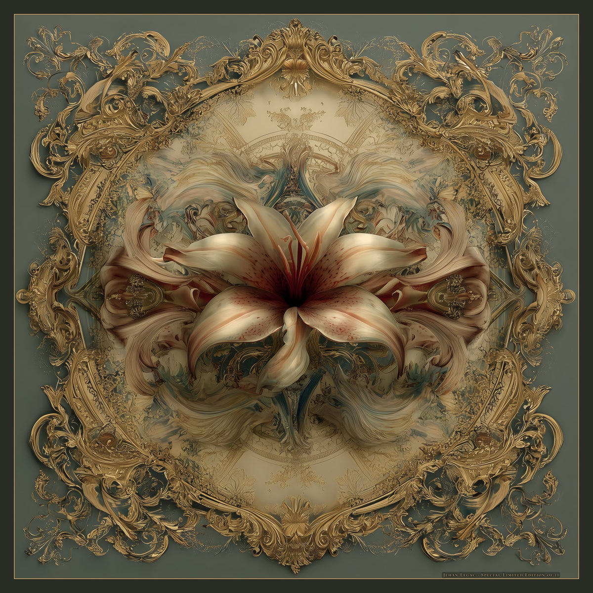 Lily in Twilight – silk scarf by Jehan Legac