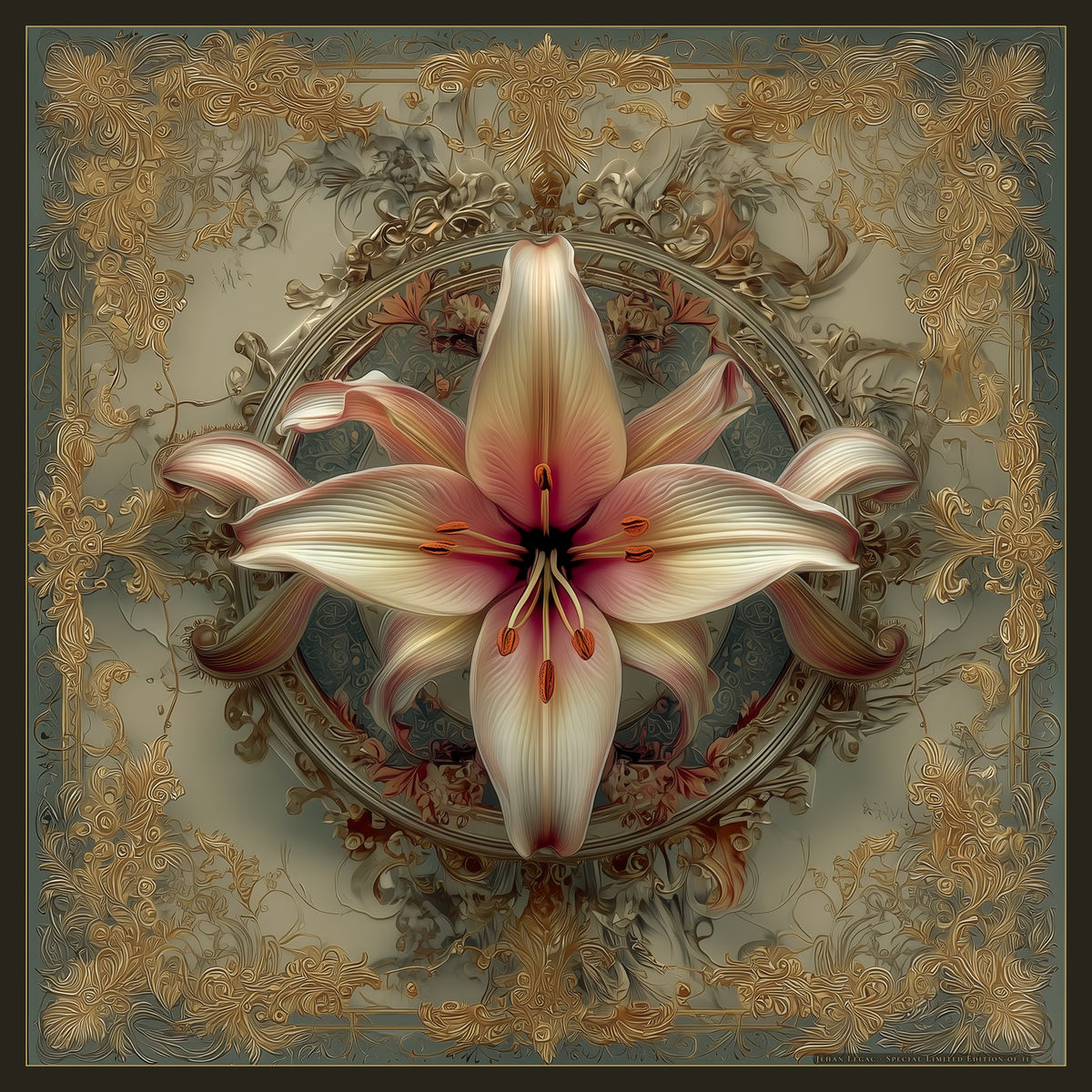 Lily of the Morning Light – silk scarf by Jehan Legac