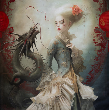 The Dragon Muse — oil on canvas by Jehan Legac