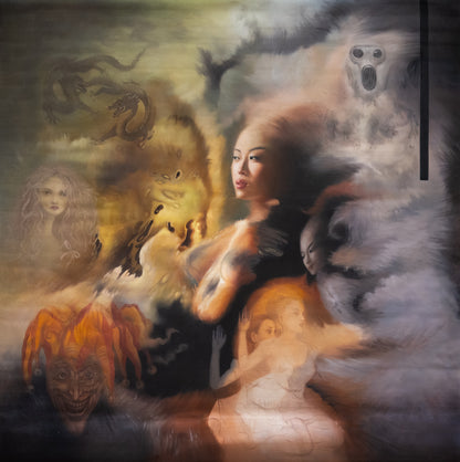 Dragons Fight — oil on canvas by Jehan Legac