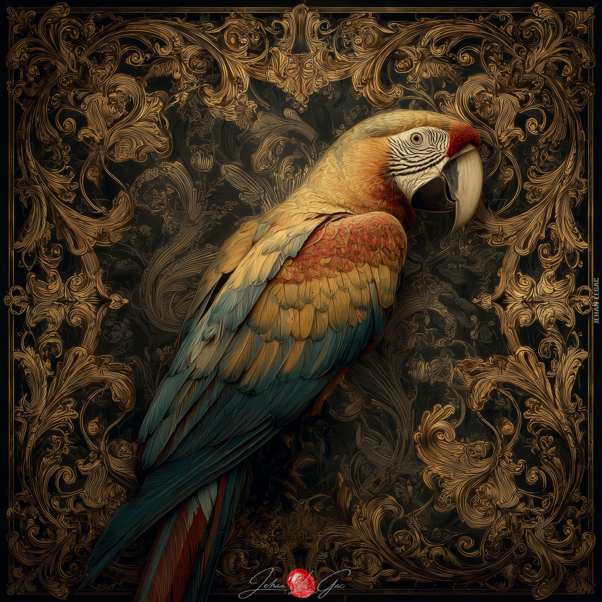 Macaw in the Midnight Foliage
