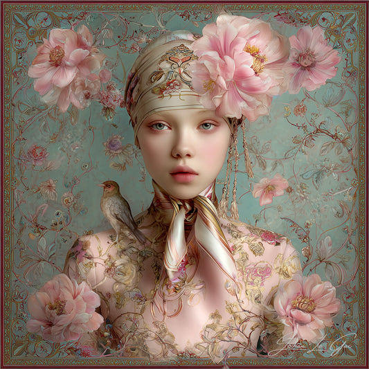 Framed in Pale Flowers