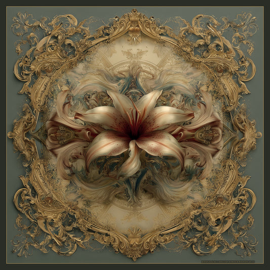 Lily in Twilight – silk scarf by Jehan Legac