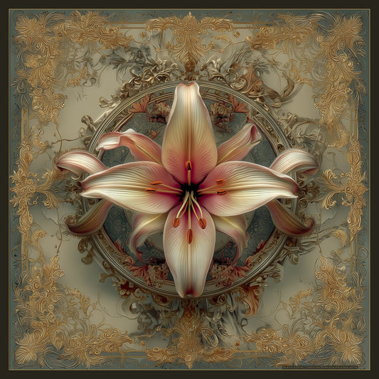 Lily of the Morning Light – silk scarf by Jehan Legac