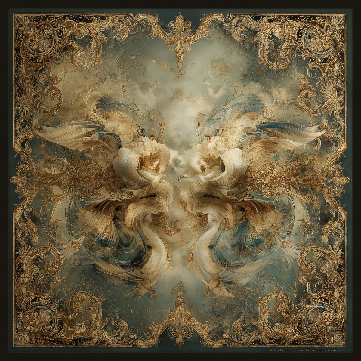 Mirror of Soft Plumes – silk scarf by Jehan Legac