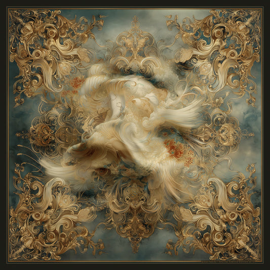 The Ivory Storm – silk scarf by Jehan Legac