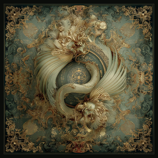 The Pale Dragon's Dream – silk scarf by Jehan Legac